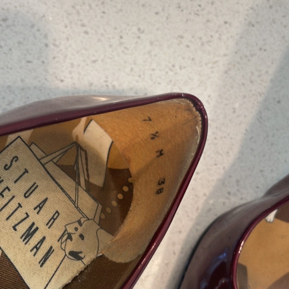 Stuart Weitzman Ruby Red Patent Pumps 7 1/2 - image 4
